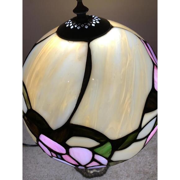 Tiffany style 16" Stained Slag Glass Table Accent Lamp Floral Design - Picture 14 of 15